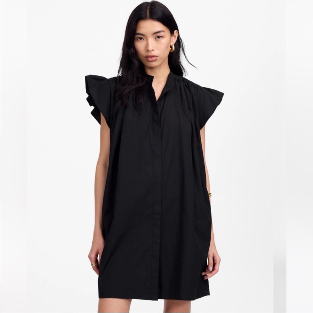 Madewell Dress S Flutter Sleeve Black - Picture 2 of 10